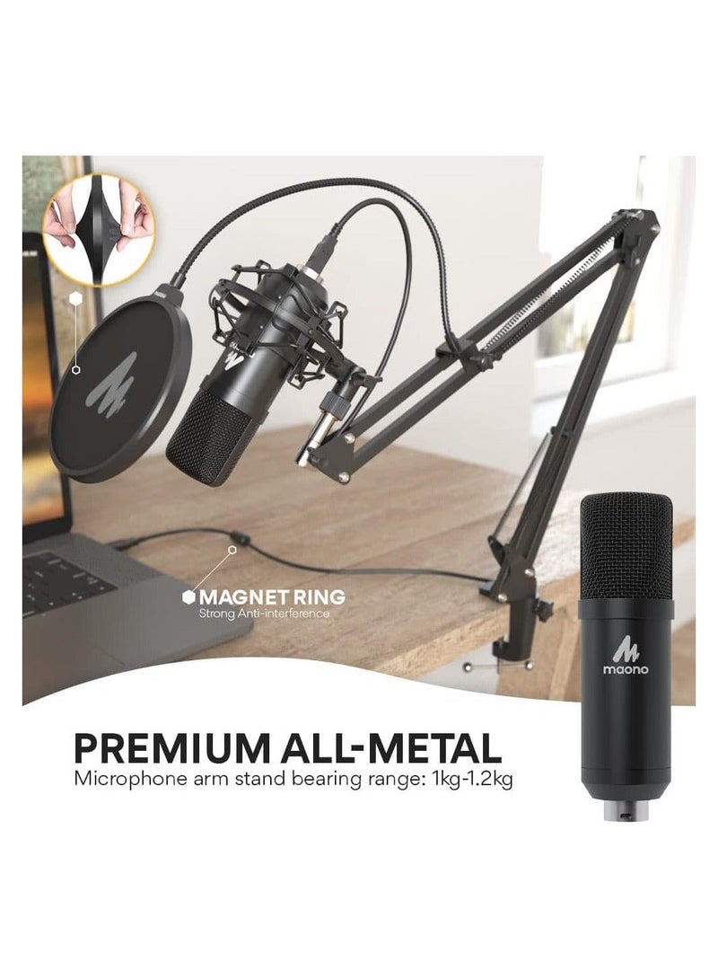Maono AU-A04 USB Microphone, MAONO  Plug & Play PC Computer Podcast Condenser Cardioid Metal Mic Kit with Professional Sound Chipset for Recording, Gaming, Singing, YouTube - Image 5